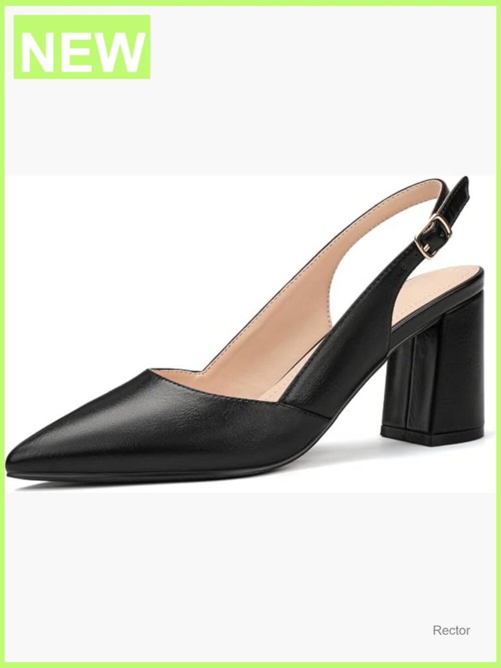Chunky Low Heel Slingback Pumps Pointed Toe Dress Shoes for Work Party